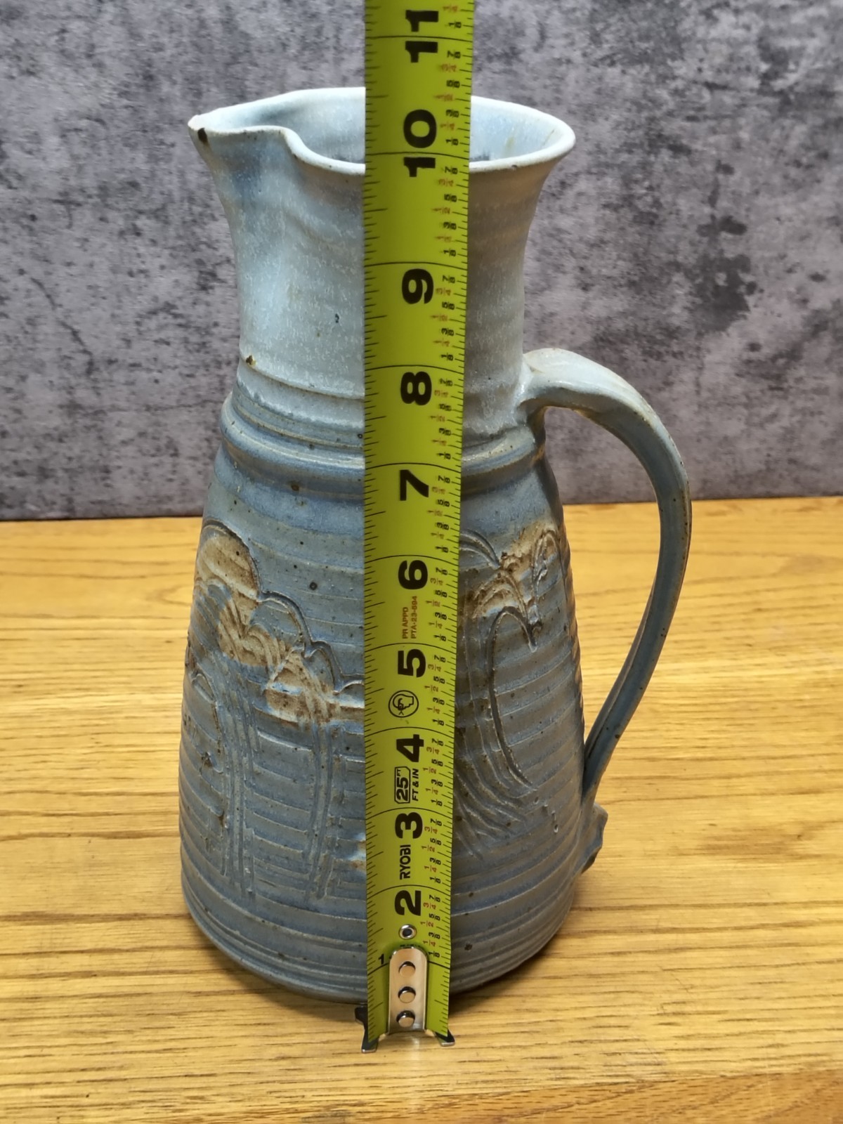 Vintage blue and white Studio pottery pitcher
