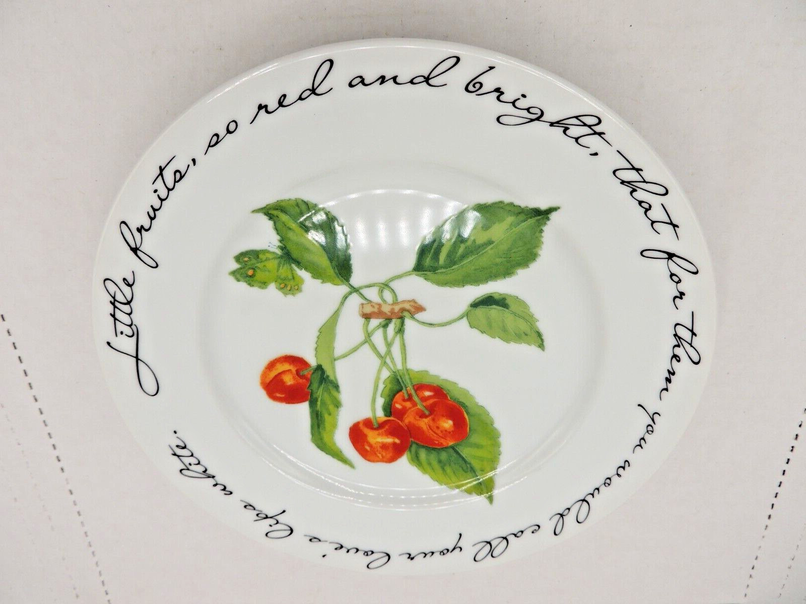 3 Williams Sonoma Orchard Suite Salad Plates Peach Plum Cherries