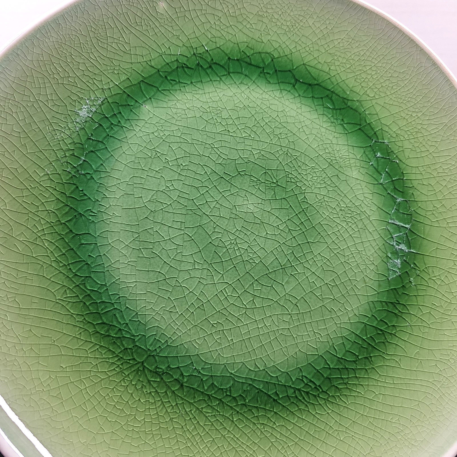 8 Roscher Crackle Glass Green Dinner Plates Set Elegant Stoneware Table Dish Lot