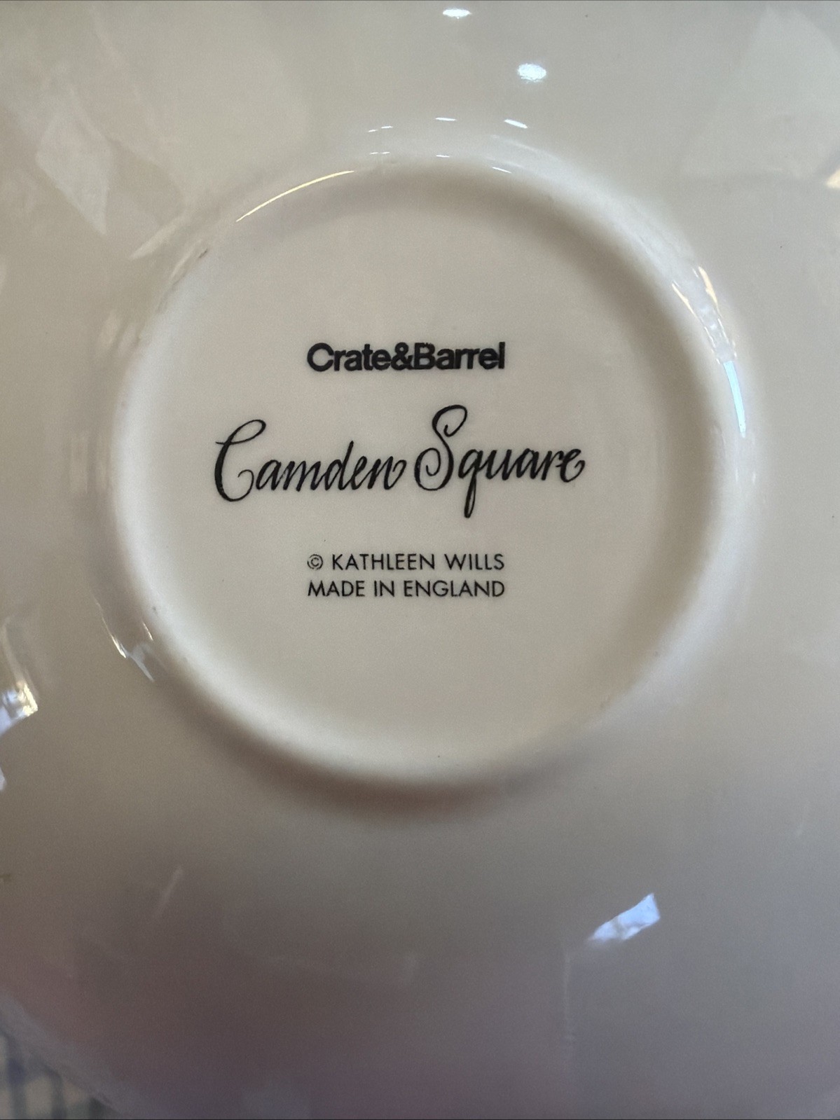 4 Crate & Barrel Camden Square Saucer, Kathleen Wills Design, Made in England