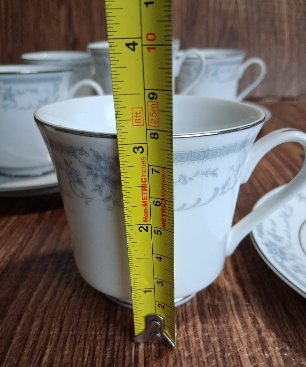 Blue Whisper by Sheffield 6 Coffee Cups 5 Saucers Made in Japan 1985 Lot Of 11