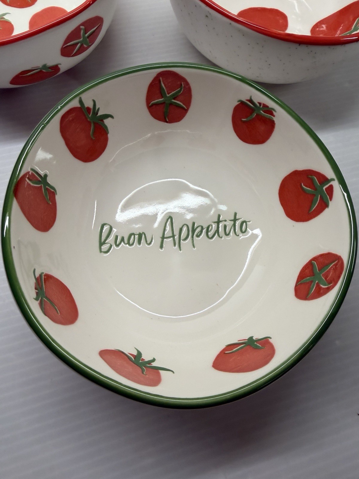 3 – Prima Design Ceramic 3 Bowl Set Tomatoes . New And Unique