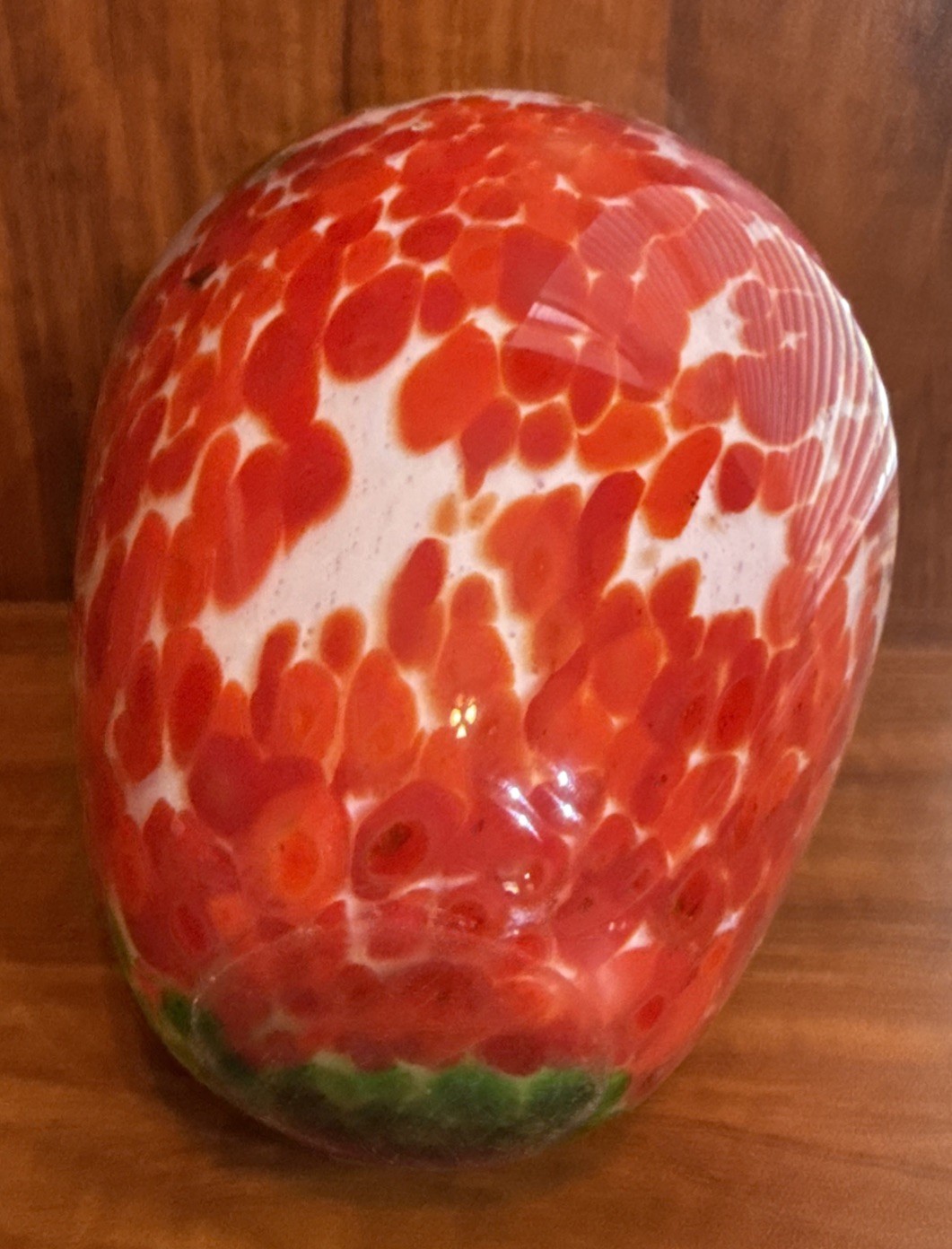 HANDBLOWN ART GLASS VASE Red Yellow Green Blue Gold White 9.5” H Multicolor