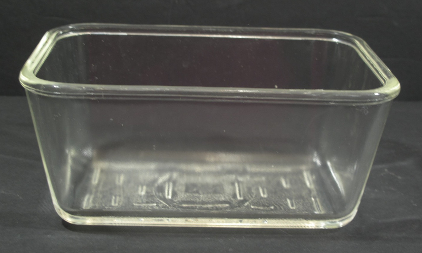 VTG Glasbake With Fin Lid~Clear Refrigerator Dish Made In USA 8 x 5 x 5.5 in