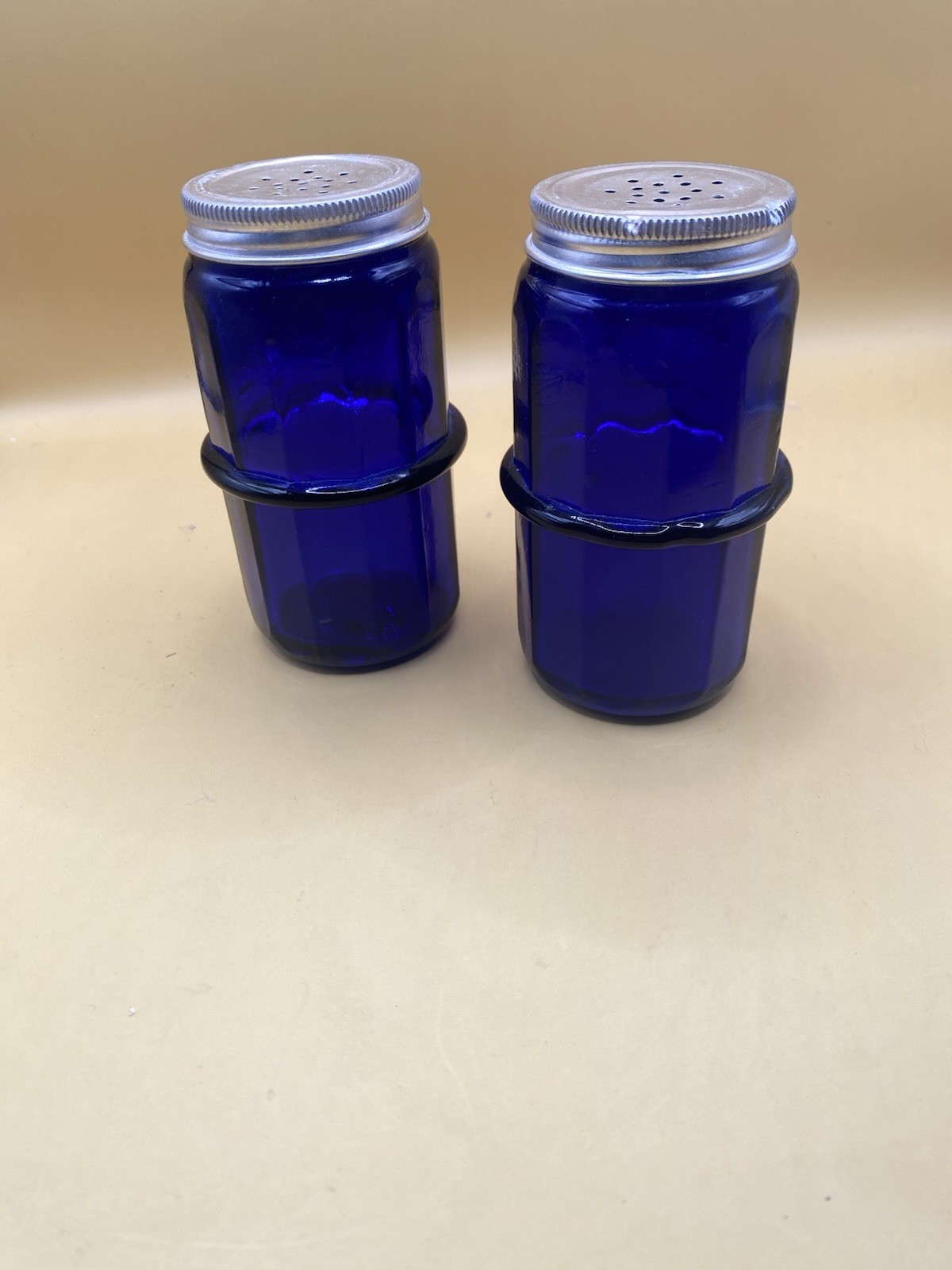 Cobalt Blue Glass Salt and Pepper Shakers Retro Style Home Decor Kitchen Dining