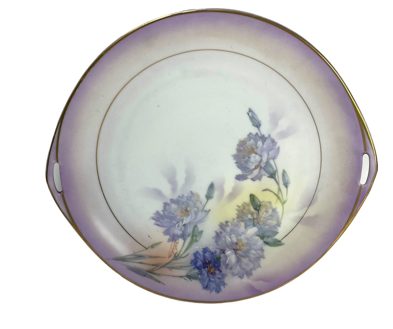 Royal Rudolstadt Prussia Hand Painted Light Purple 10.5” Cake Plate c1905-1920