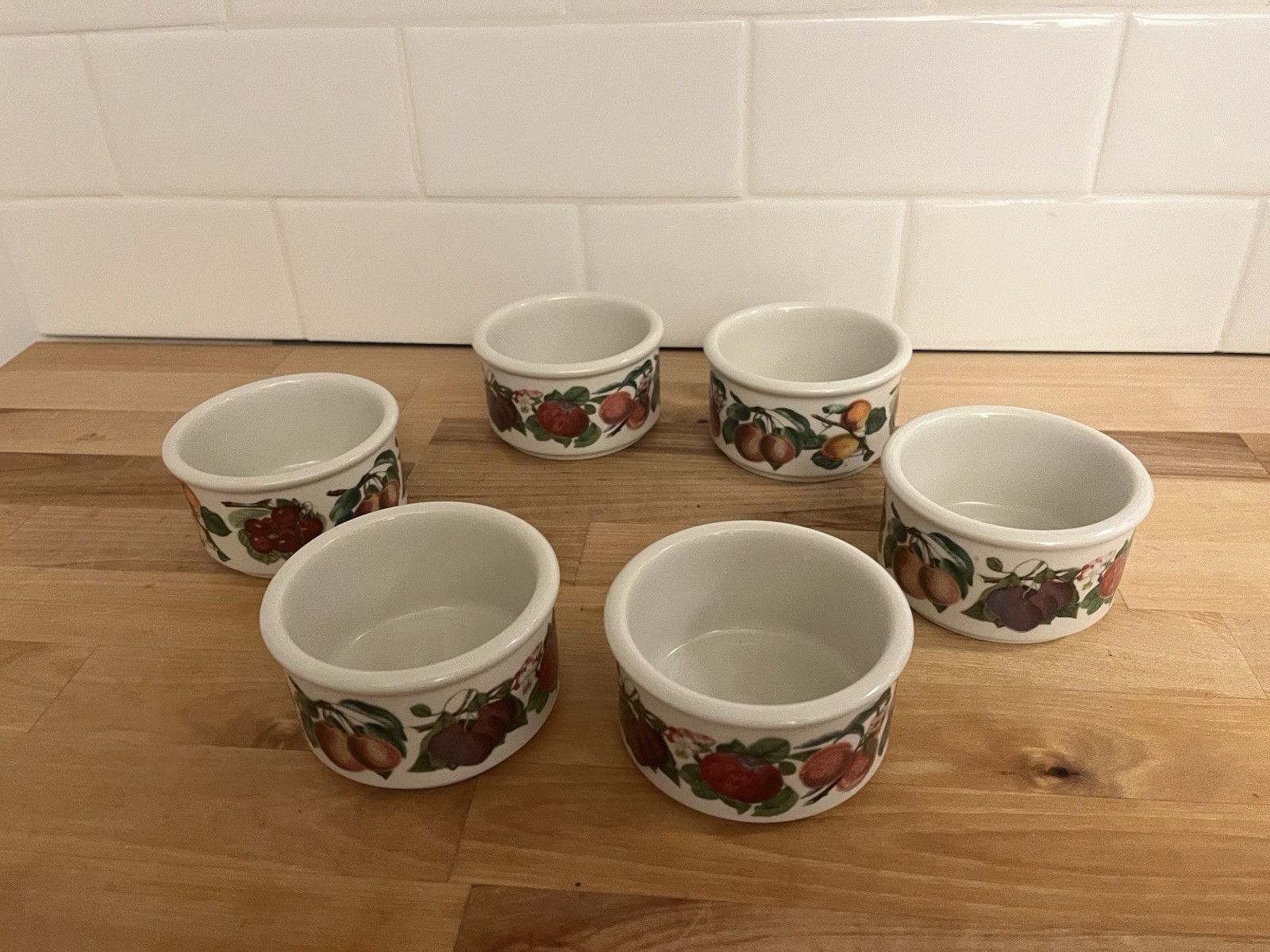 Set of 6 Vintage Portmeirion POMONA Stacking Ramekins 3-7/8”hard To Find