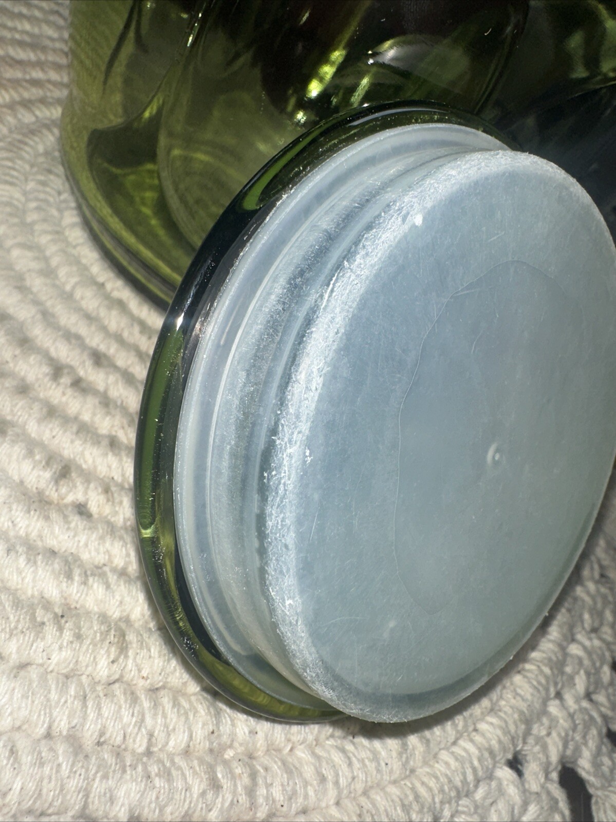 Fairfield AH Green Avocado Bubble Glass Canister & Lid Vintage MCM Vase G2