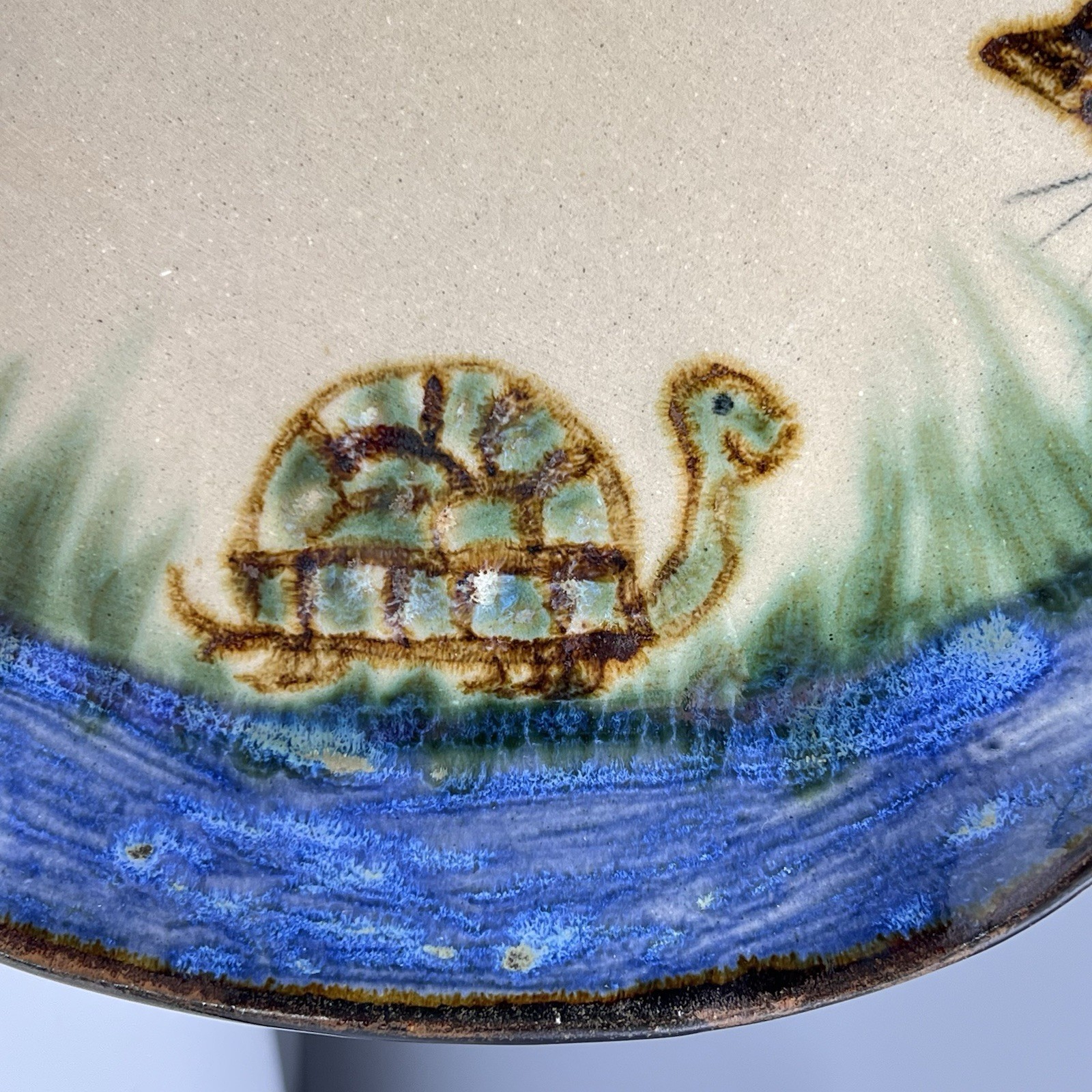 Janet Resnik HUGE 15.25″ LAZY SUSAN PLATTER Country Animals STUDIO ART POTTERY
