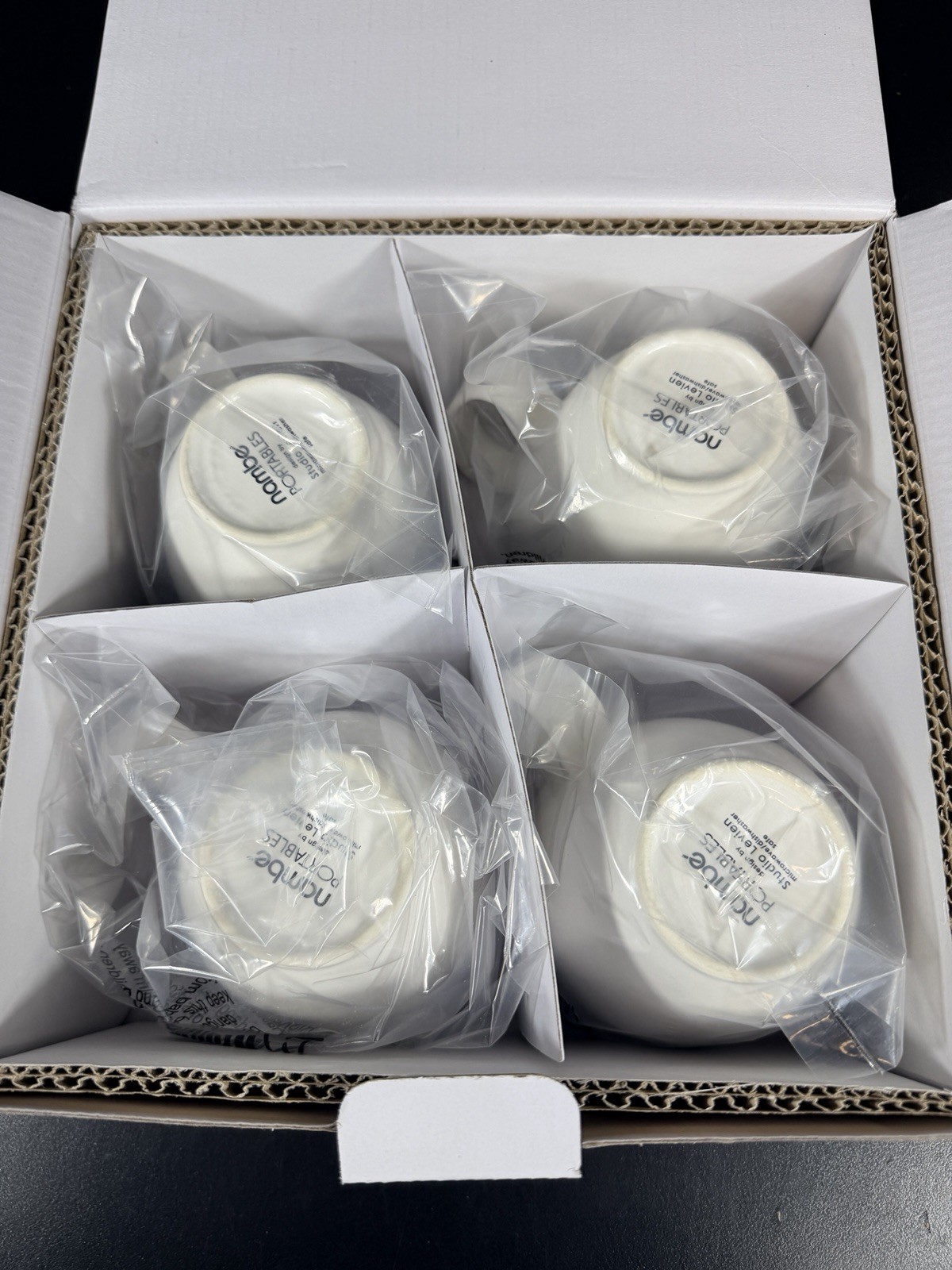 Nambe Set of 4 Portables Stoneware Studio Levien Mugs Brand New in Box 15 oz
