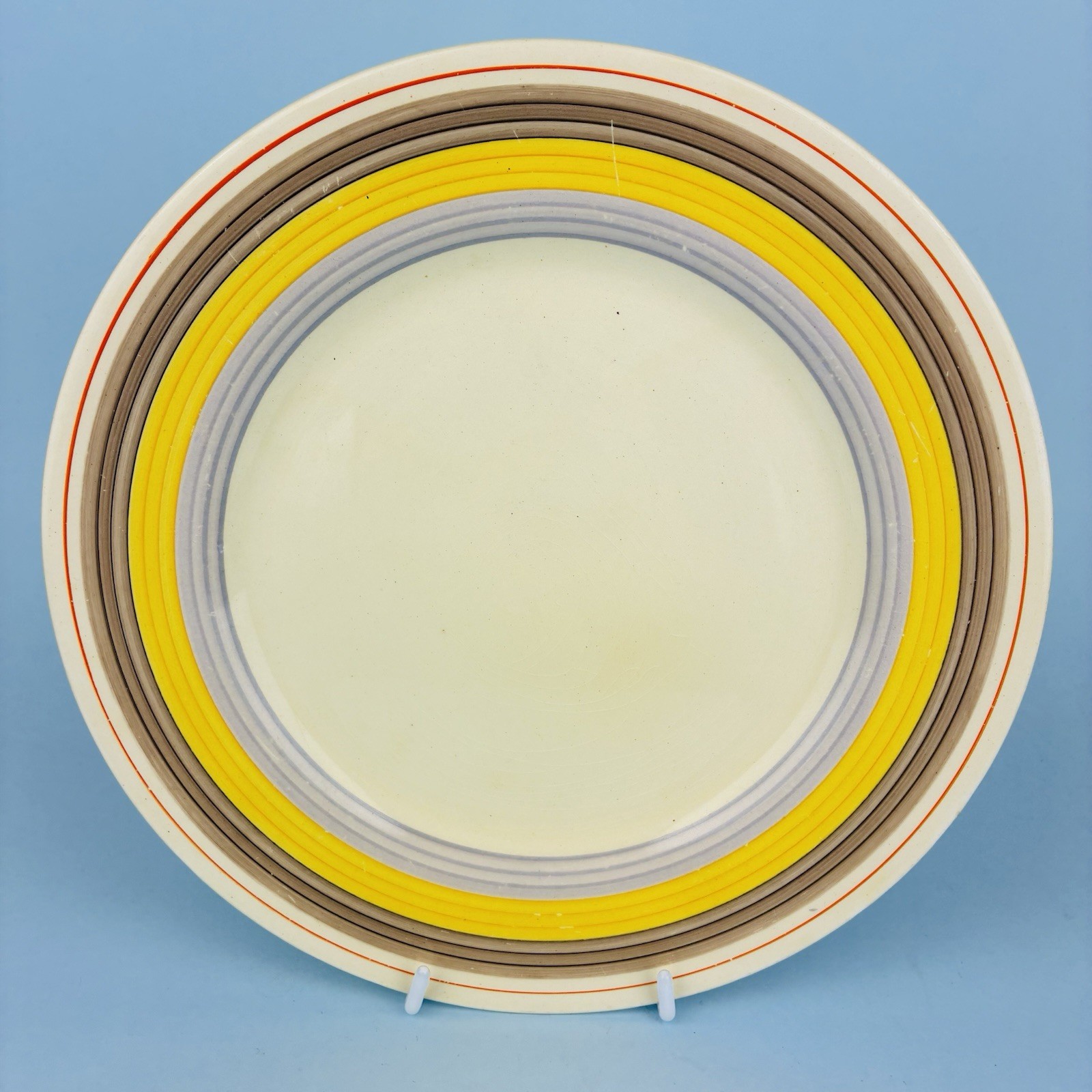 Set of 5 Clarice Cliff Bizarre Hand Painted Banded Dinner Plates – c1934 25.5cm