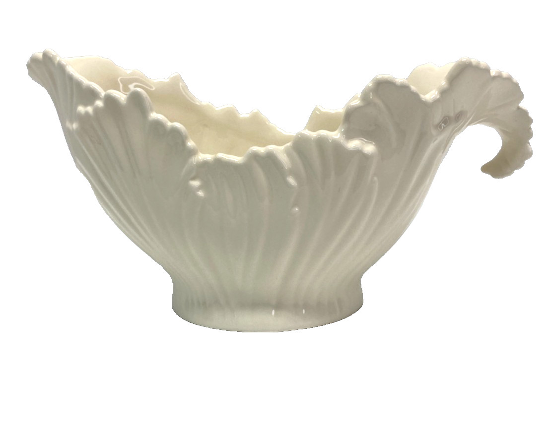 2009 Lenox 75th Anniversary Leaf Ceramic Gravy Boat Planter Ivory White – Lovely
