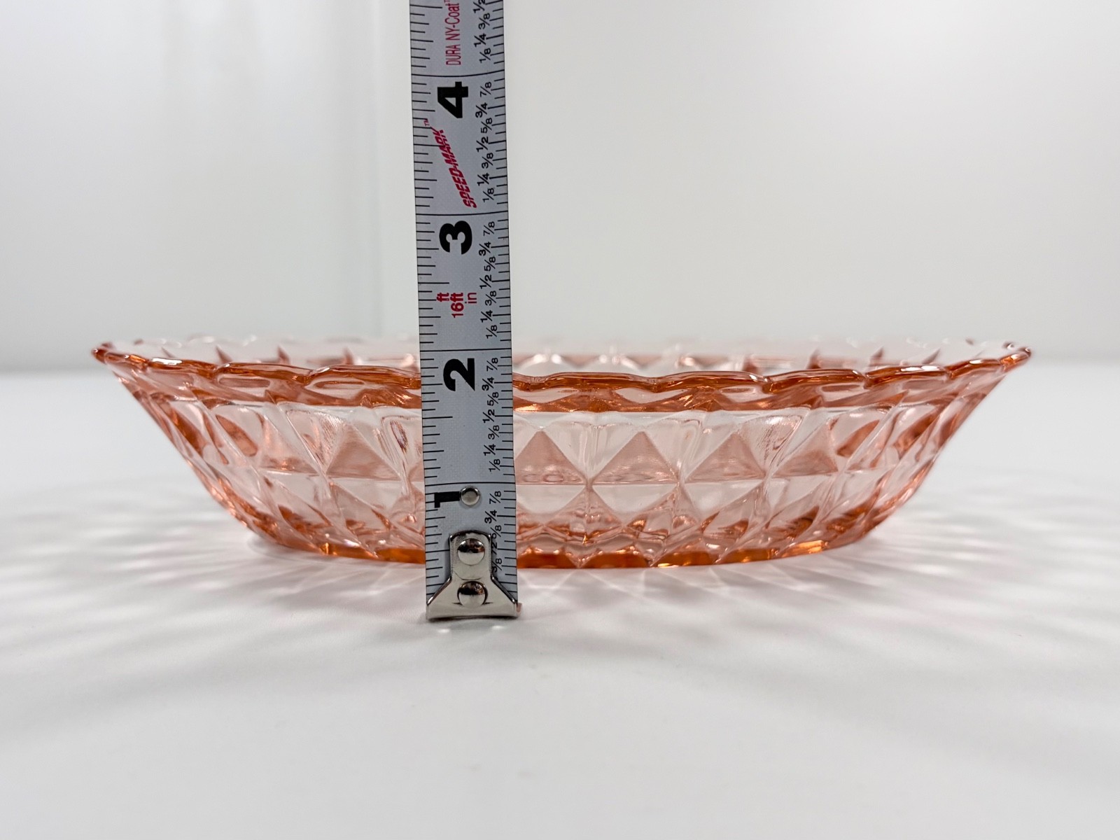 2 Vintage Jeannette Windsor Diamond Pink Depression Glass Oval Serving Bowls Set