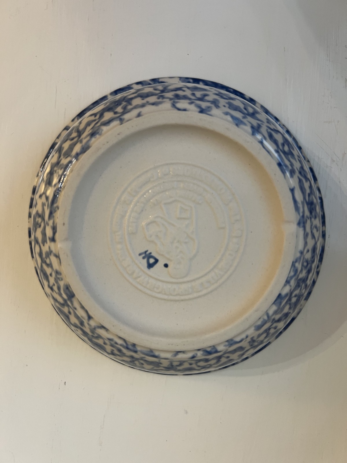 4 Workshops of Gerald E. Henn Blue Spongeware 6 1/2 inch Cereal Bowls
