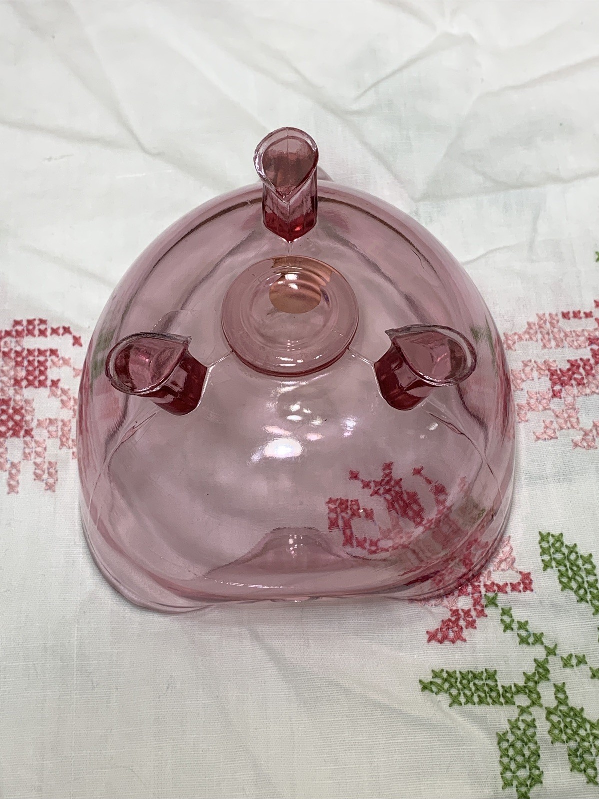 Viking Heart Shaped Glass Candy Trinket Dish Cranberry Pink 3 Foot Dalzell Line
