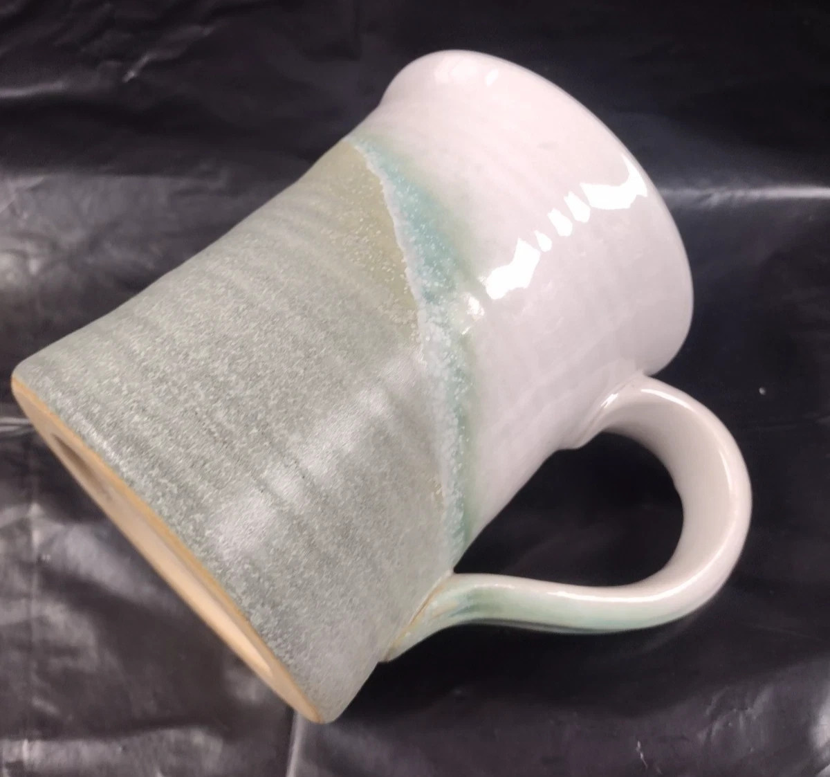 Oh Gussie! Paw Paw Cup Mug Pottery Sage Green Off White 5″ Tall Stoneware Mug