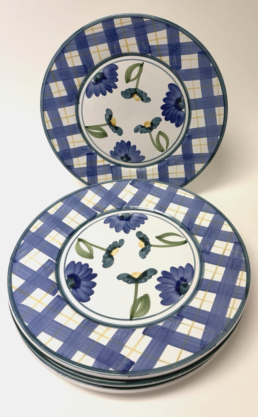 CALECA ARIOSO ITALIAN POTTERY DINNER PLATES SET OF FOUR New