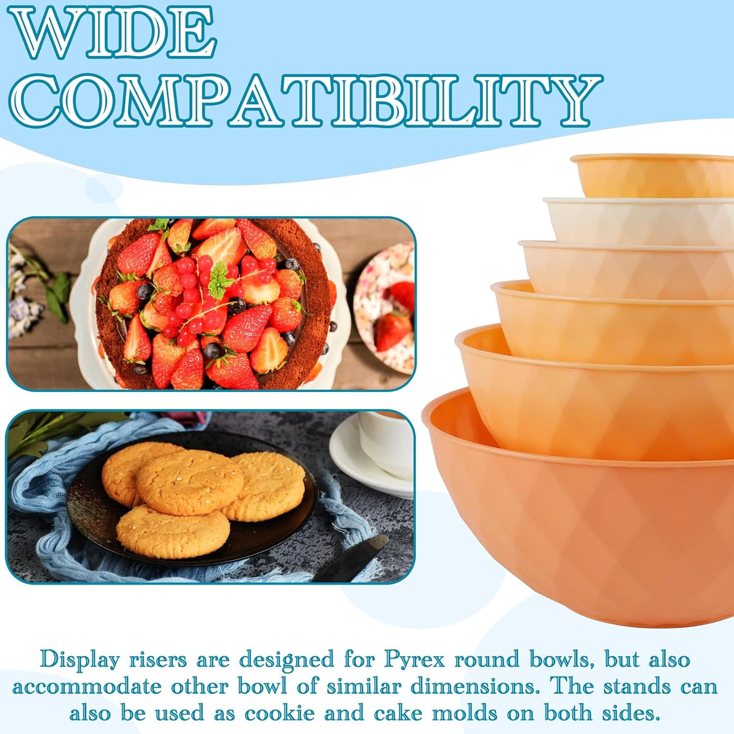 14 Pieces Display Stands for Pyrex round Bowls, Bowl Display Stands for Pyrex Bo