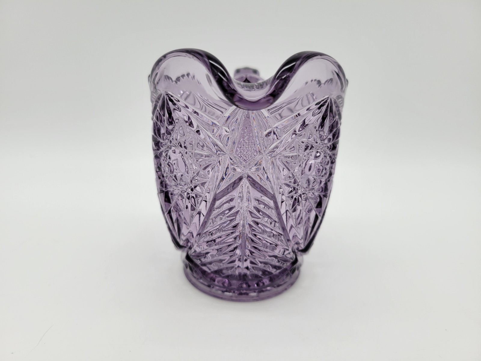 LE Smith Valtec Tree Star Purple Amethyst Glass Sugar Creamer Set MCM Indiana