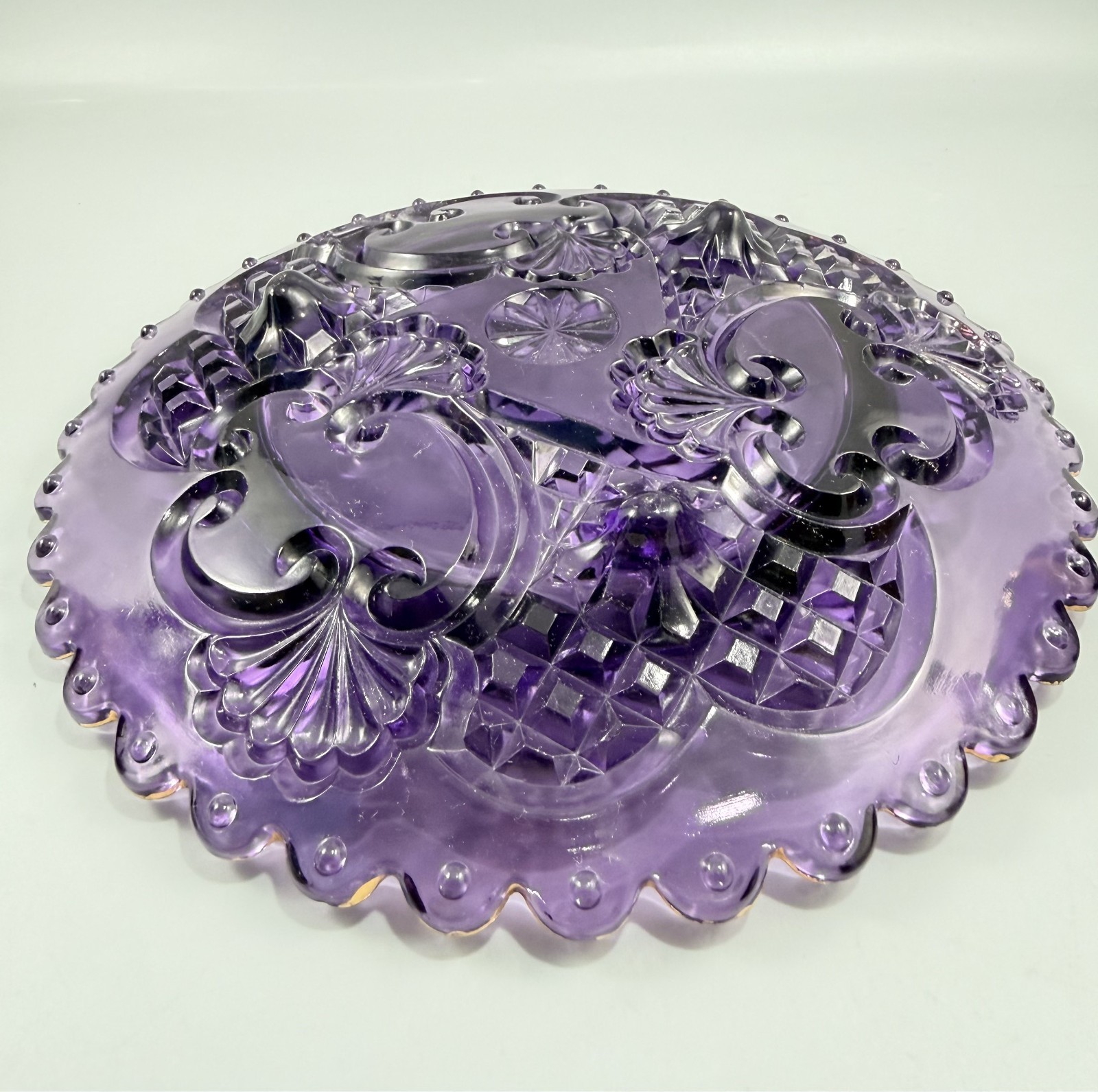 EAPG Riverside Amethyst Glass Croesus Butter Dish Creamer Sugar Bowl Set of 4