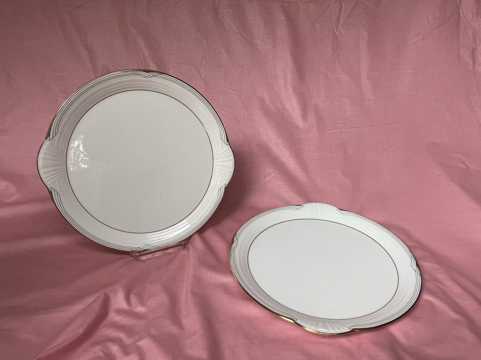 2 Golden Cove Handled Cake Plates by Noritake China Made In Japan