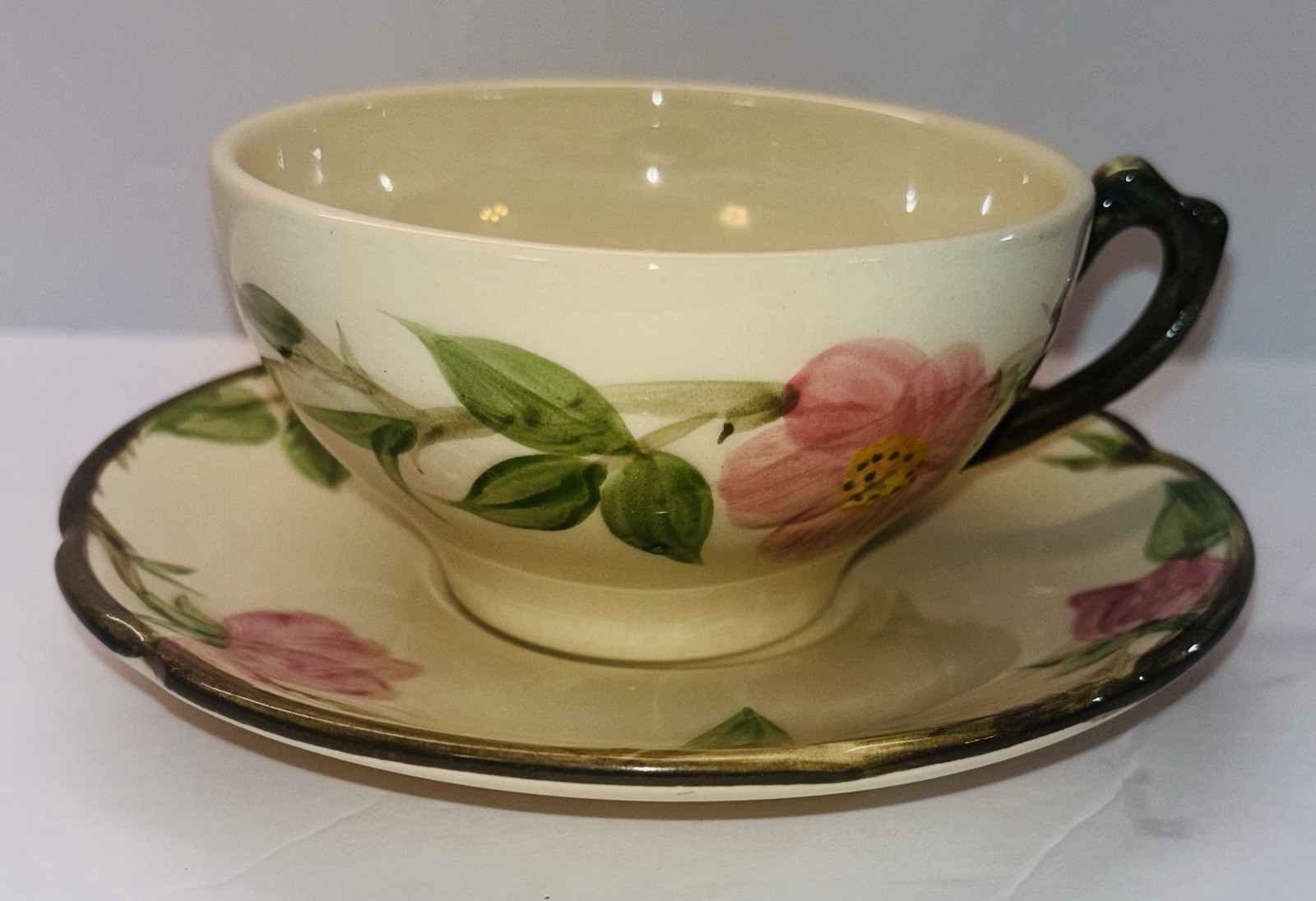 Franciscan Desert Rose Teacup & Saucer Vintage Hand Painted USA China Tea Cup