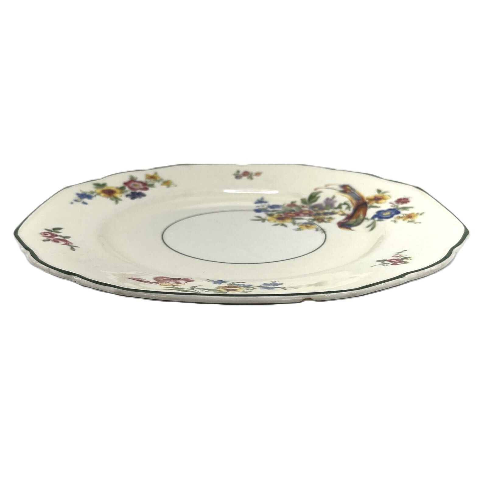 The Welbeck Plate By WH Grindley & Co Windsor Ivory Floral Bird Green Trim 9.5″