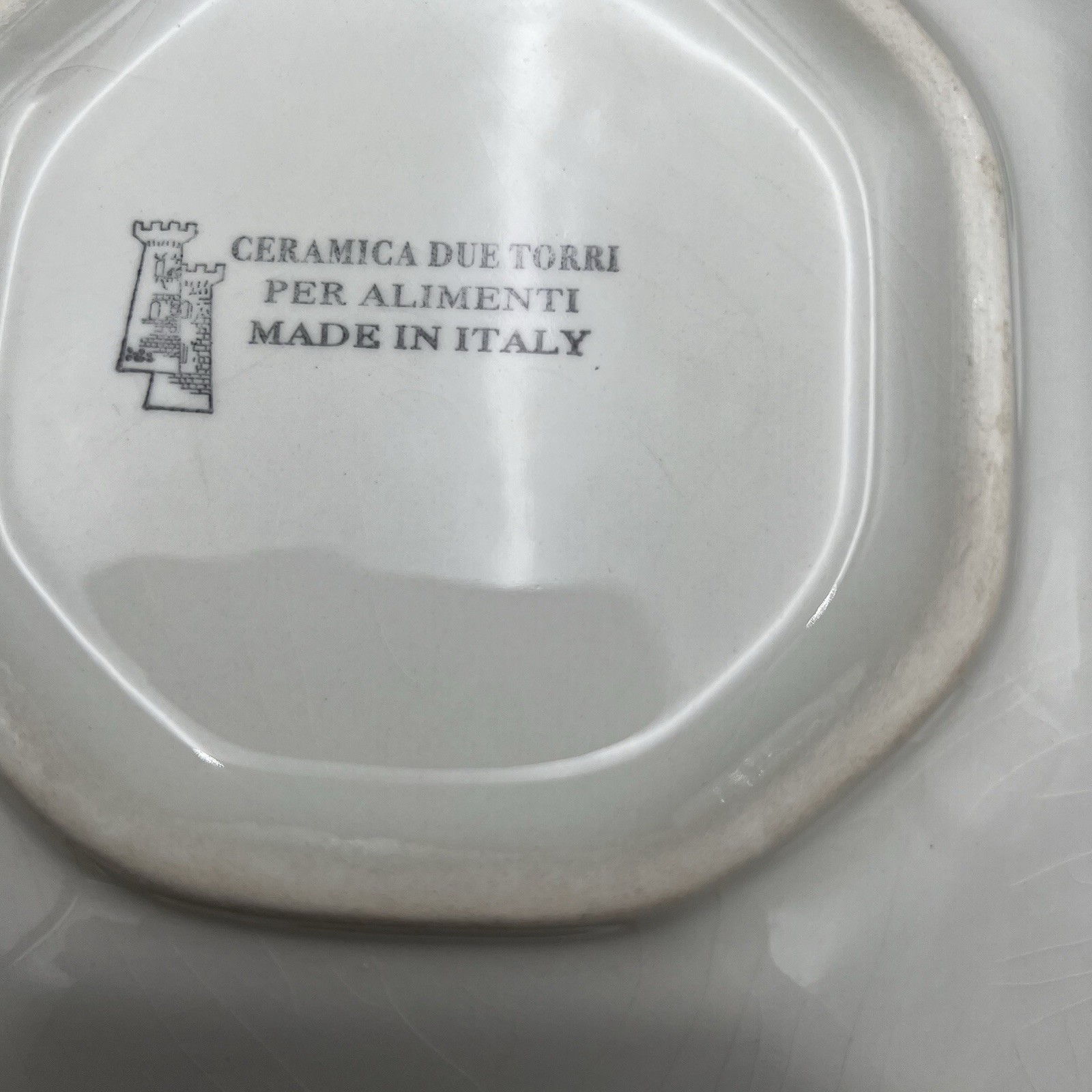 Vintage Ceramica Due Torri Mint Herb Bowl Square 9” Italy Set of 2
