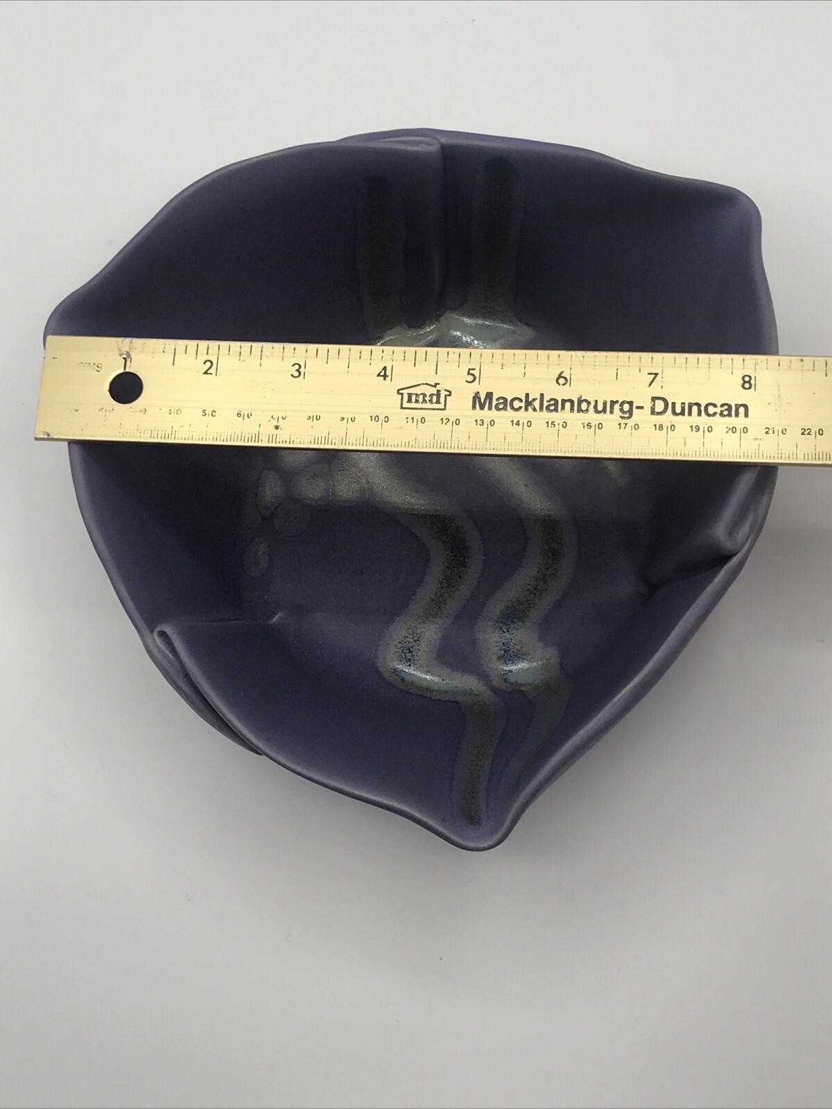 Hilborn Canadian MCM 1970’s Art Pottery Folded Sides Bowl Purple Blue Signed 8”