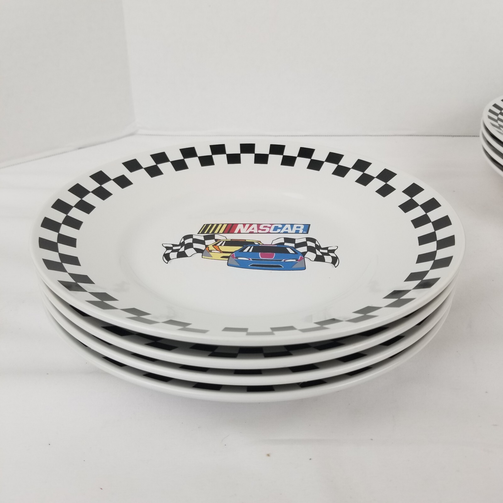 Gibson Nascar Victory Dinnerware Set Service for four 16 pieces Racing Checkered