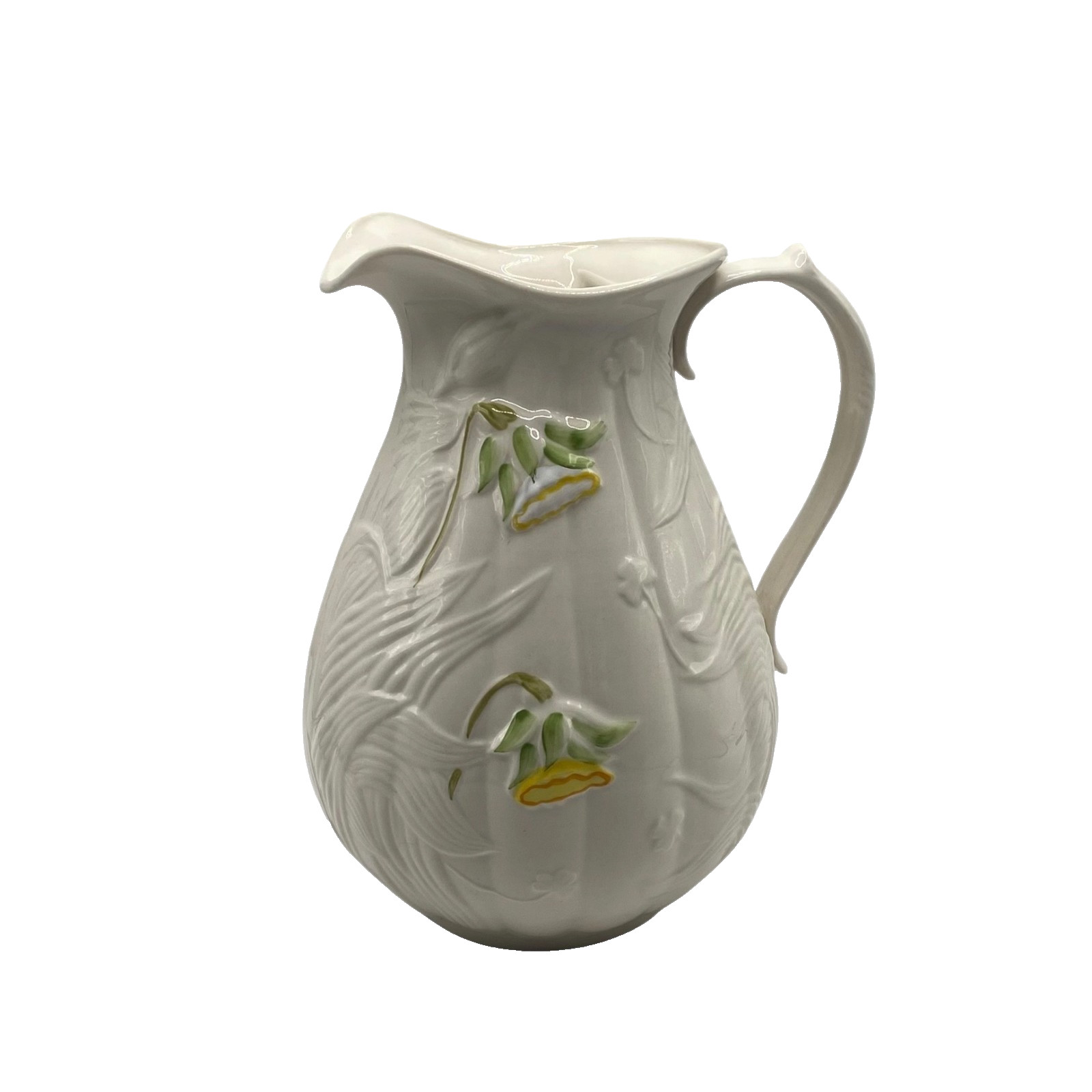 Belleek Ireland Springtime Floral Pitcher Jug Yellow Daffodil Shamrock