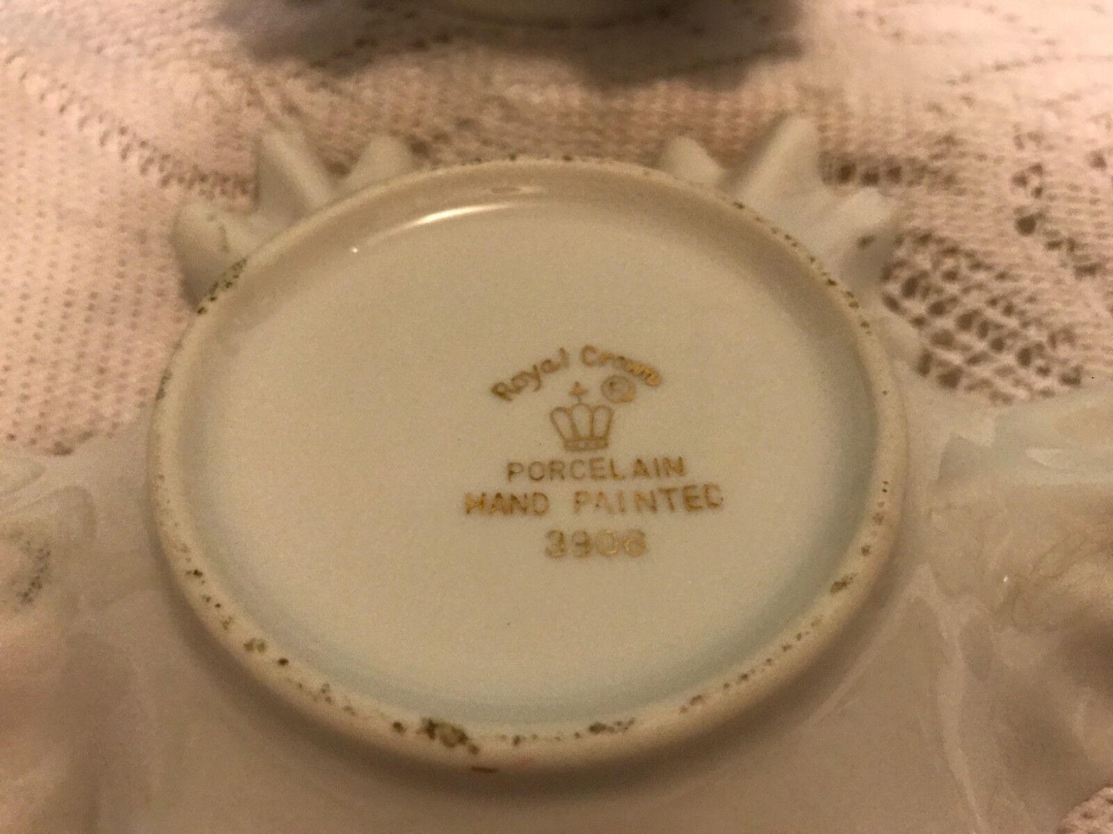 Vintage Hand Painted Royal Crown Porcelain # 3906 Candy Dish Floral design 6.5”