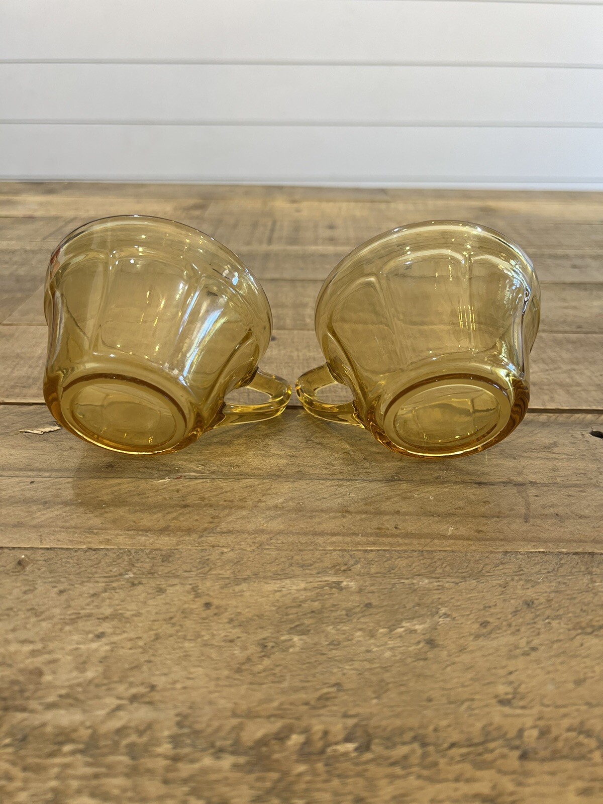 Diamond Glass Co. VICTORY AMBER Cup, Depression Glass, Set Of 2