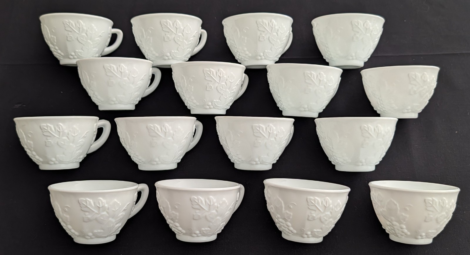 Vtg. 1960’s (61) Pcs. Colony Harvest Grape Vine Indiana White Milk Glass NICE