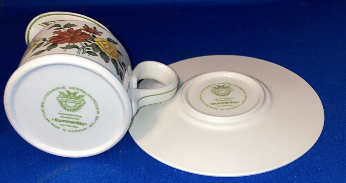 Villeroy And Boch Summerday Pattern Creamer And Saucer EUC