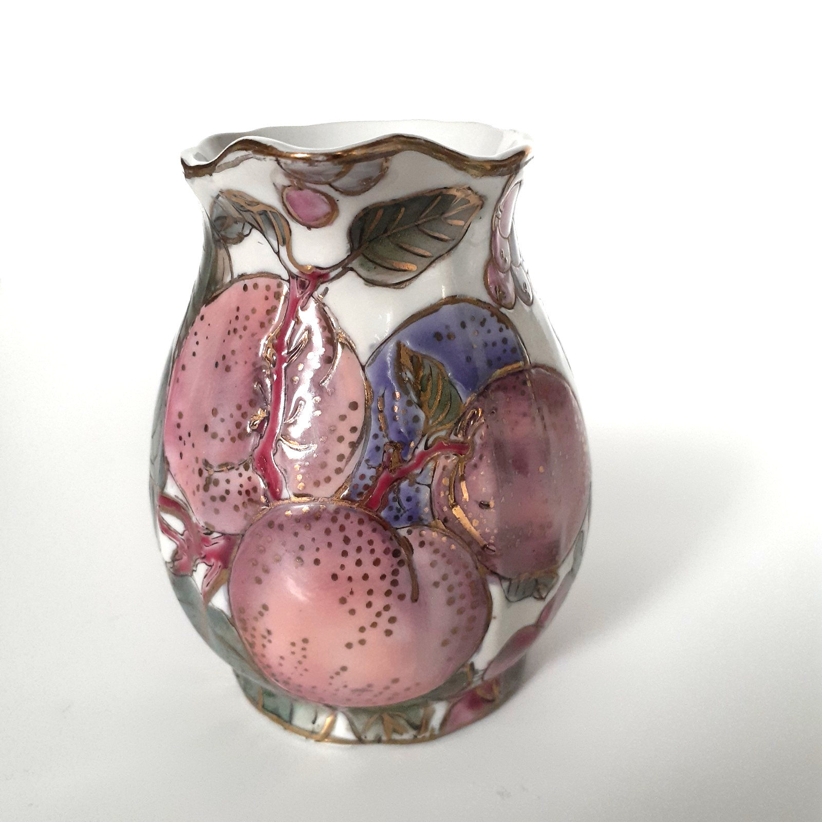Toyo Vintage Chinese Porcelana Creamer Hand Painted Plum Floral Gold Trim 4″