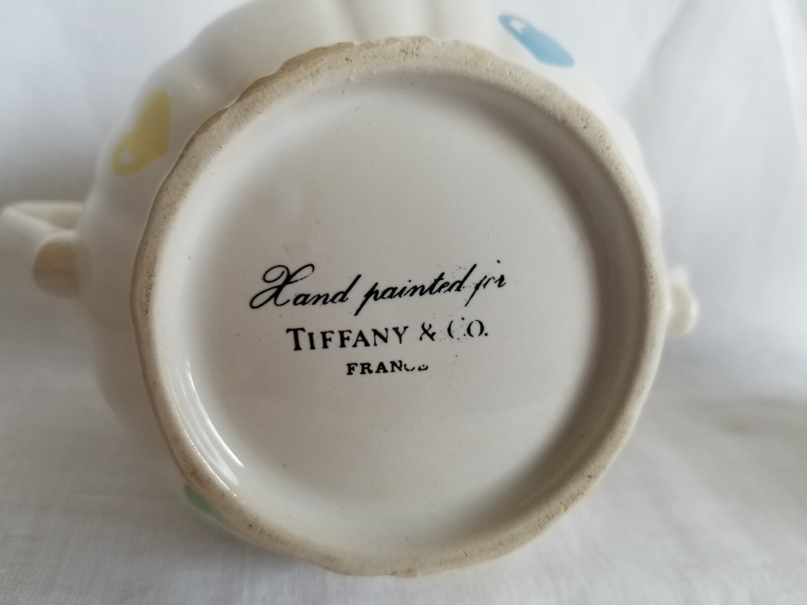 Tiffany & Co Limoges France Handpainted Pastel Hearts Creamer and Sugar Bowl