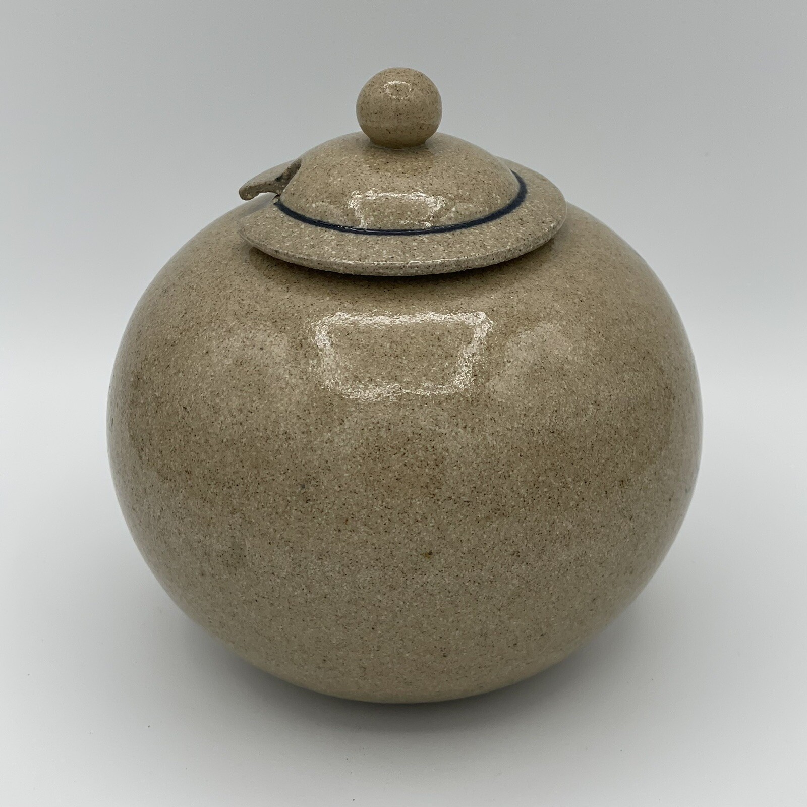 Art Pottery Earthenware – Honey Jar with Blue Flower Design and Bees