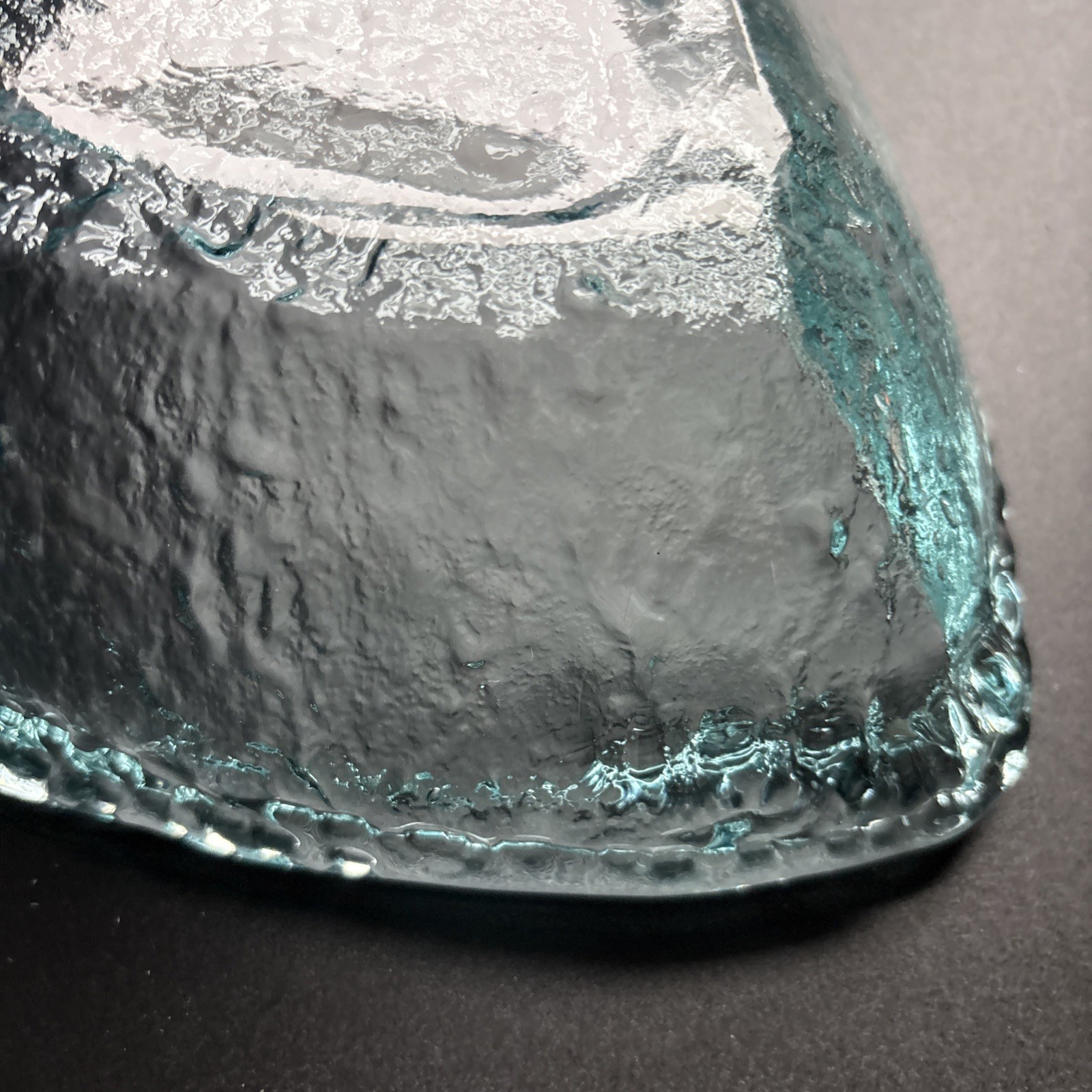 San Miguel Recycled Blue Green Art Glass Oval Bowl Made In Spain 13” X 7.75”