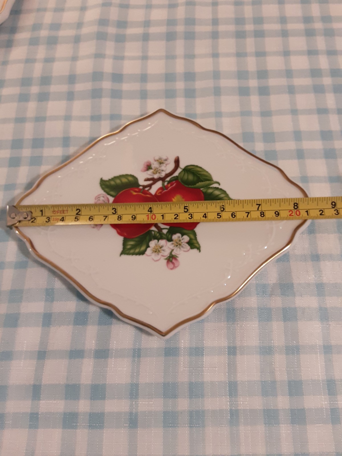 (2)1992 THE LENOX ORCHARD FINE 24K PORCELAIN TRIVETS SERIES FRUIT WALL PLAQUES