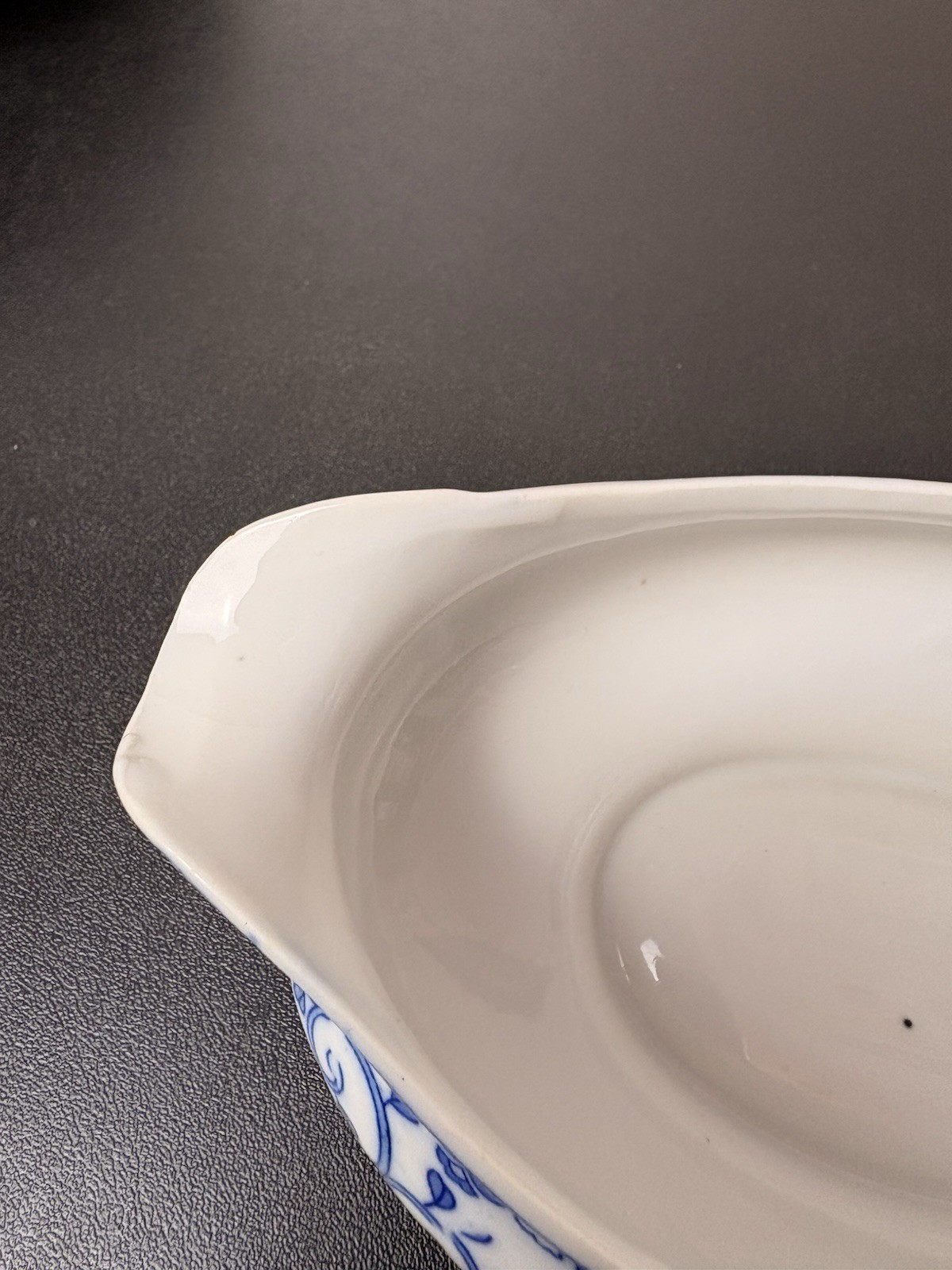 Blue & White Floral Oval Casserole Dish 9 in Glossy Finish.