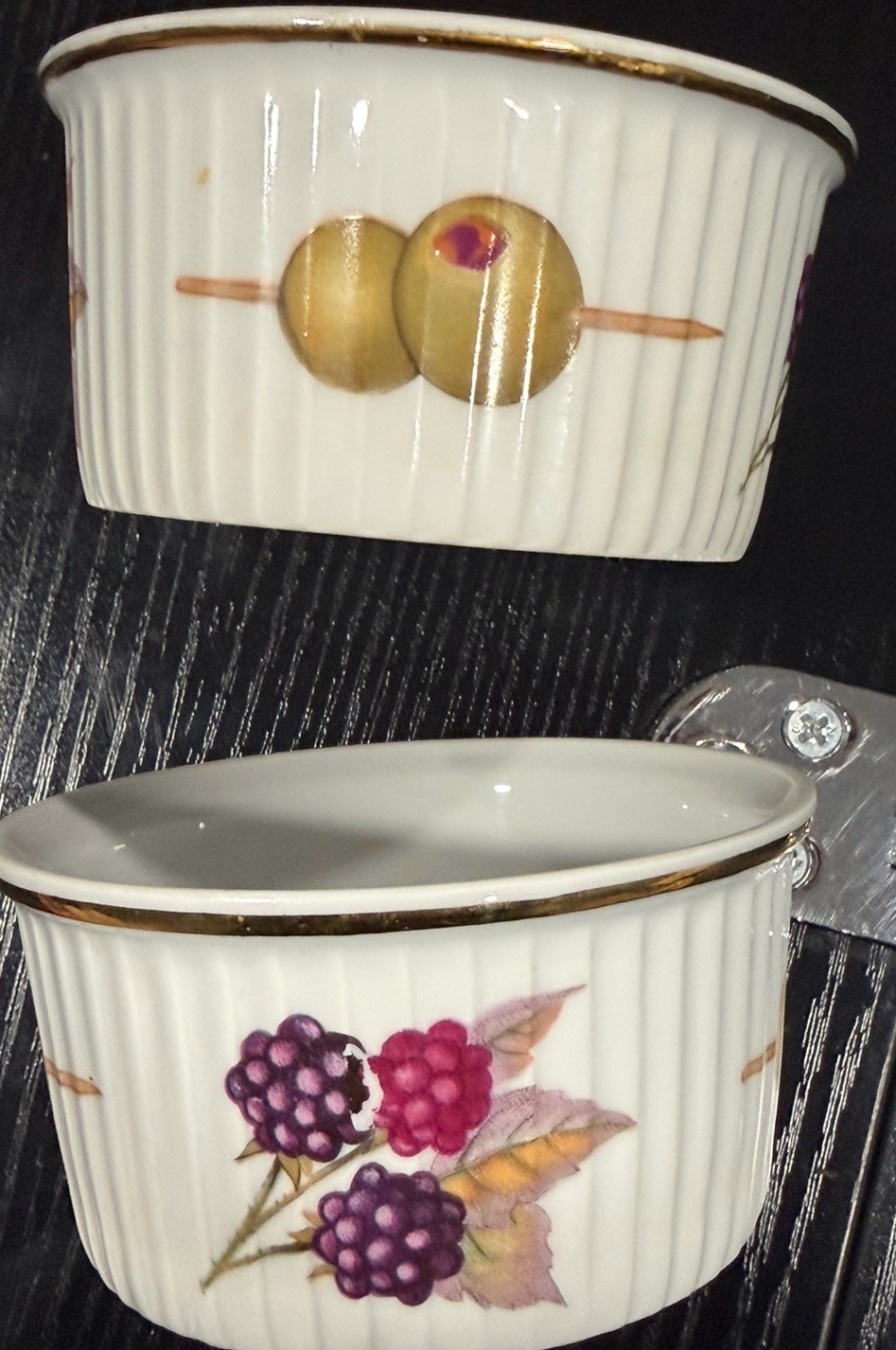 VTG Royal Worcester ‘Evesham’ Flameproof Porcelain Ramekins Set 6 Fruit Pattern