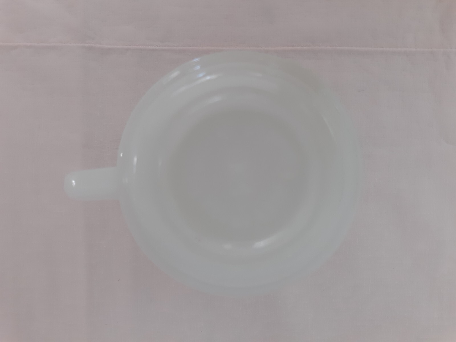 1980 Anchor Hocking FireKing Rainbow Runner Live Love Laugh Play Milk Glass Mug