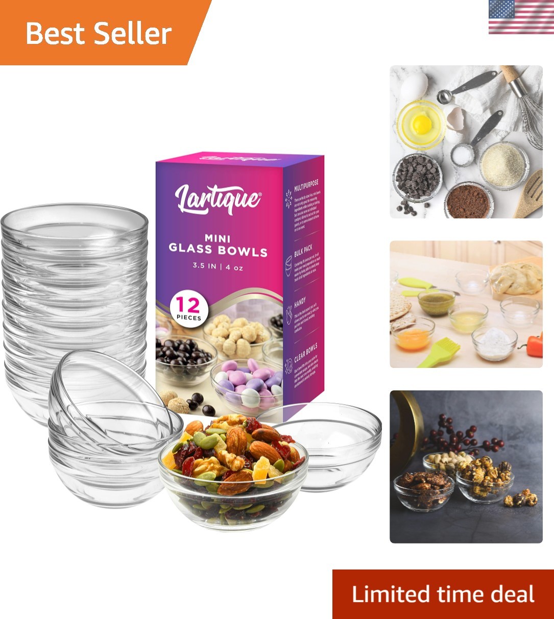 Elegant 3.5” Clear Glass Bowls – Multi-Purpose Prep Bowls for Every Occasion