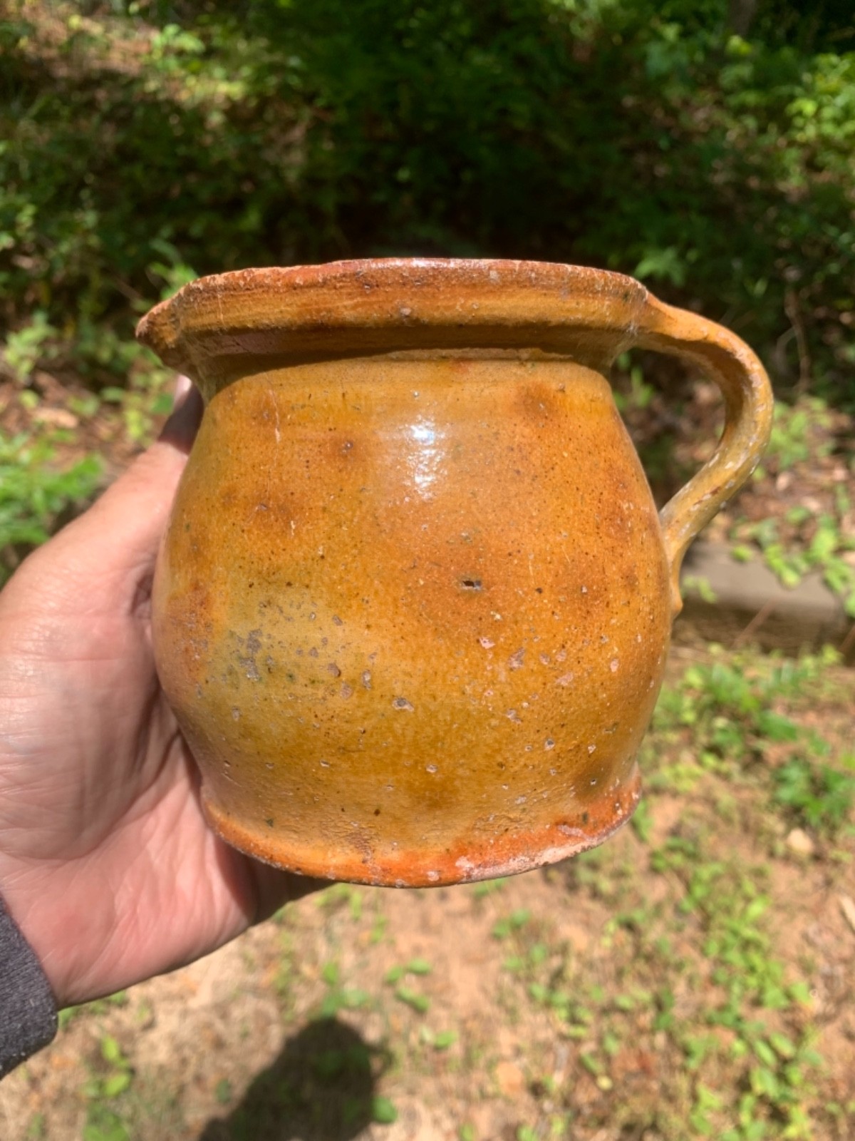 redware quart Pitcher Super Glaze no lid – flakes
