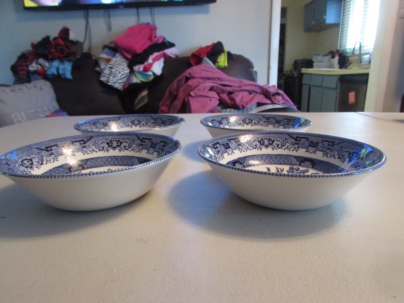 Churchill Willow Blue(Georgian) Set of 4 Cereal Bowls Made In England