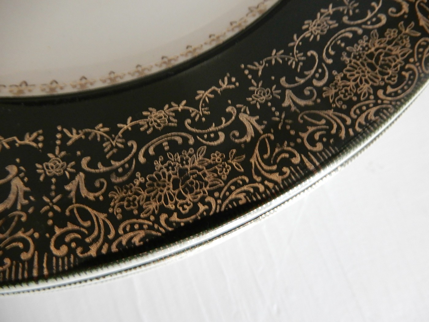 6 Harmony House by Salem Excellency Green Dinner Plate 10 inch Vintage 23K GOLD