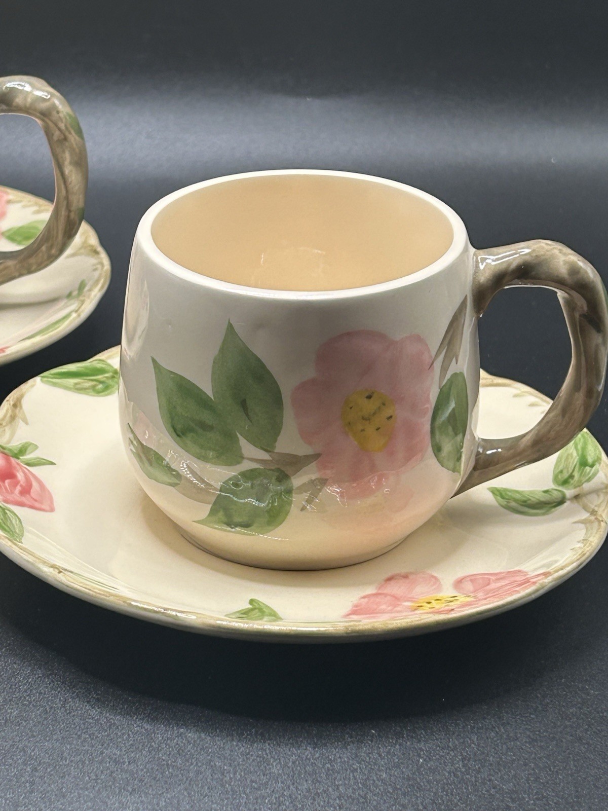Vintage Set Of 2 Franciscan Desert Rose Demitasse Cups/Saucers England 1960’s