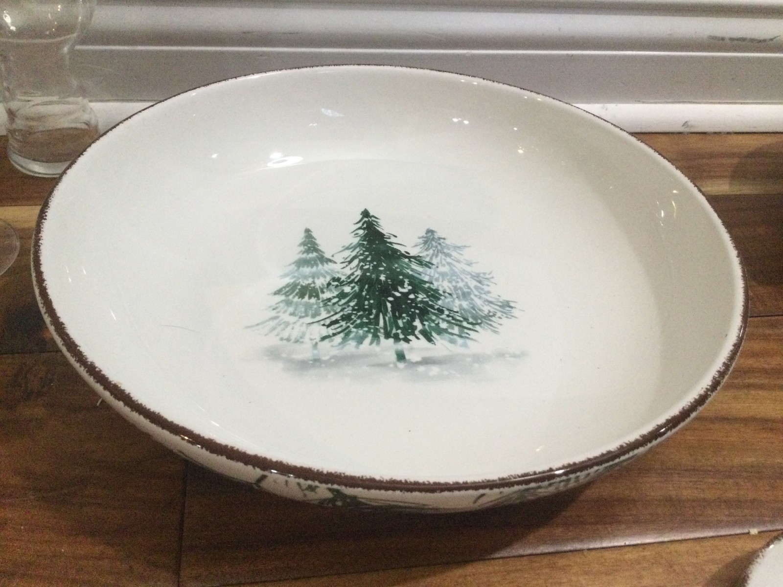 Robert Stanley Home Collection Pine Holiday Forest serving bowl+spoon rest