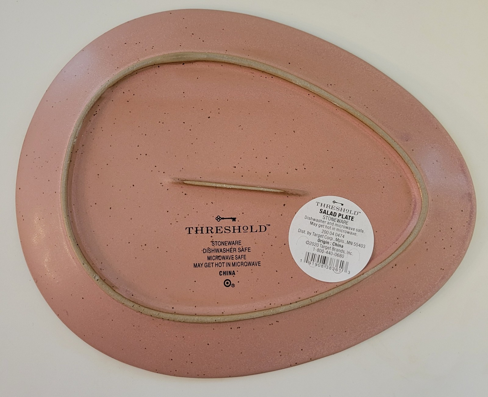4 ct Threshold Stoneware Aqua Egg Teardrop Shape Salad Plates Pink Yellow Easter
